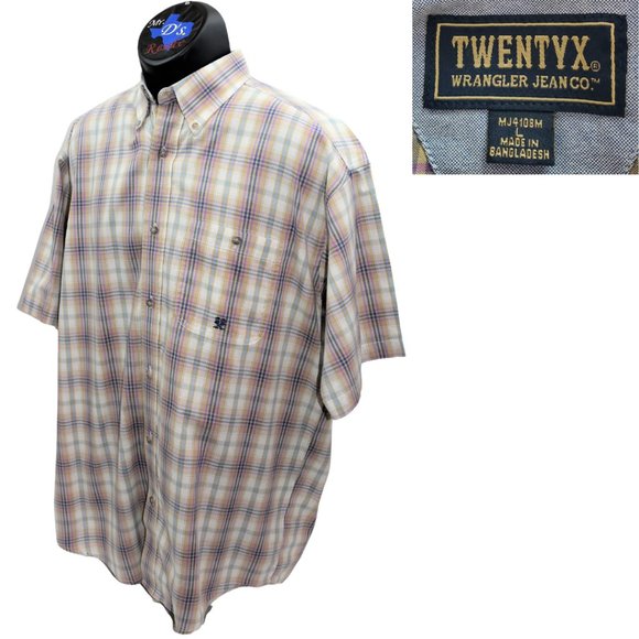 Twenty X Wrangler Jean Co. L Brown Purple Plaid - Picture 3 of 4